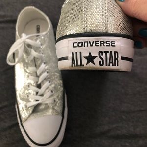 Converse size 13 silver glitter